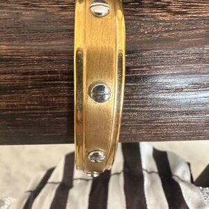 Henri Bendel Gold & White Enamel Logo Cuff Bracelet – Includes Original Dust Bag